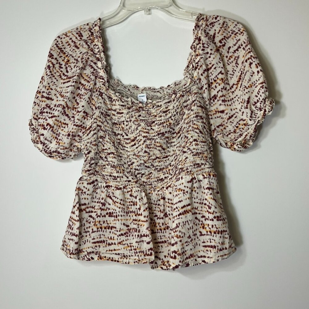 Old Navy Pink Floral Print Short Sleeve Blouse, Size S